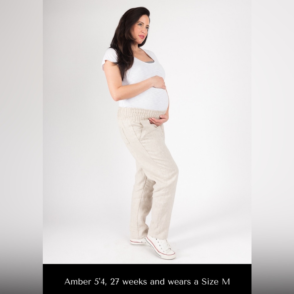 Emme Mama Everyday Transitional Maternity Smocked Linen Pant
